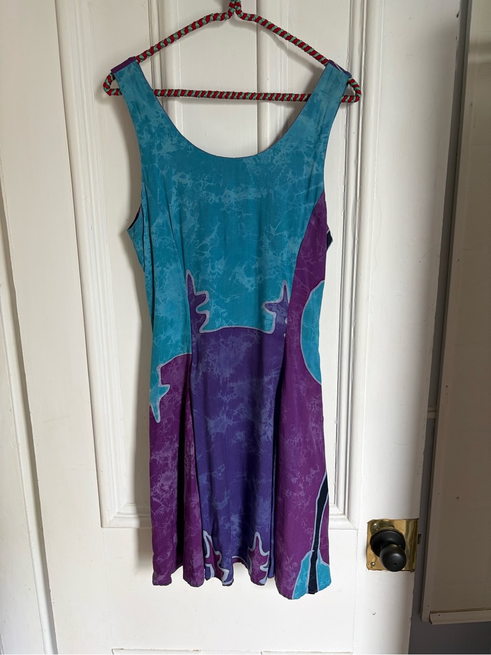Vintage Blue & Purple Summer Dress with Corset Back